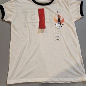 Star Wars White Tee with Black Trim and Orange Design 3c6